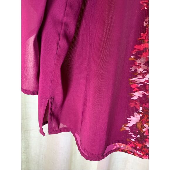 Y2K Boho Sheer Tunic in Vivid Purple Floral Vibe - Picture 9 of 12